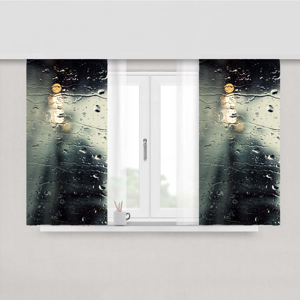 Rain Out Of The Window Peach Skin Window Curtains