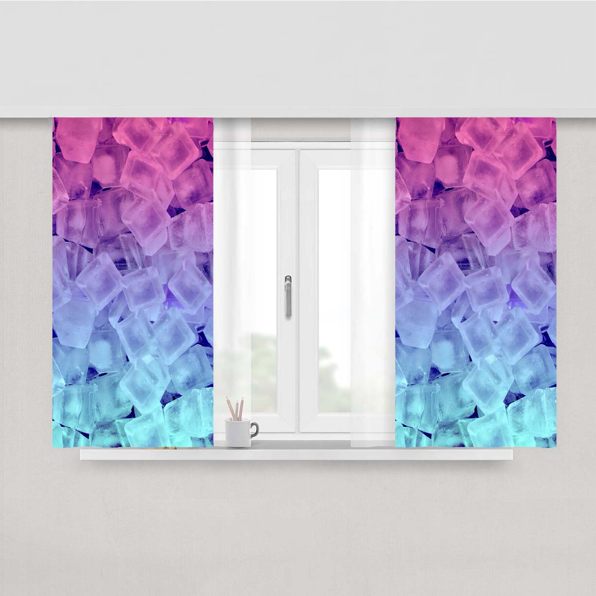 Rainbow Cake Ice Peach Skin Window Curtains