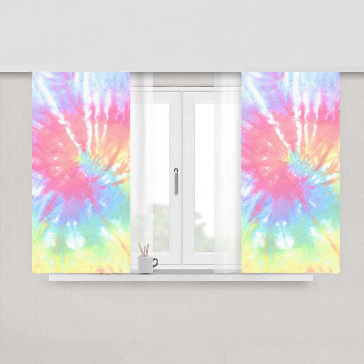 Rainbow Love Peach Skin Window Curtains
