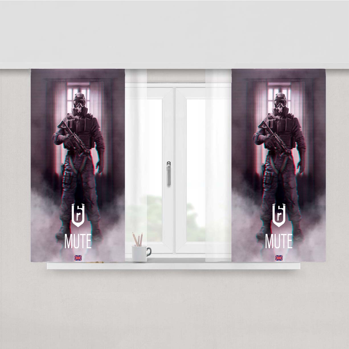 Rainbow Six Siege Mute Tom Clancy Peach Skin Window Curtains