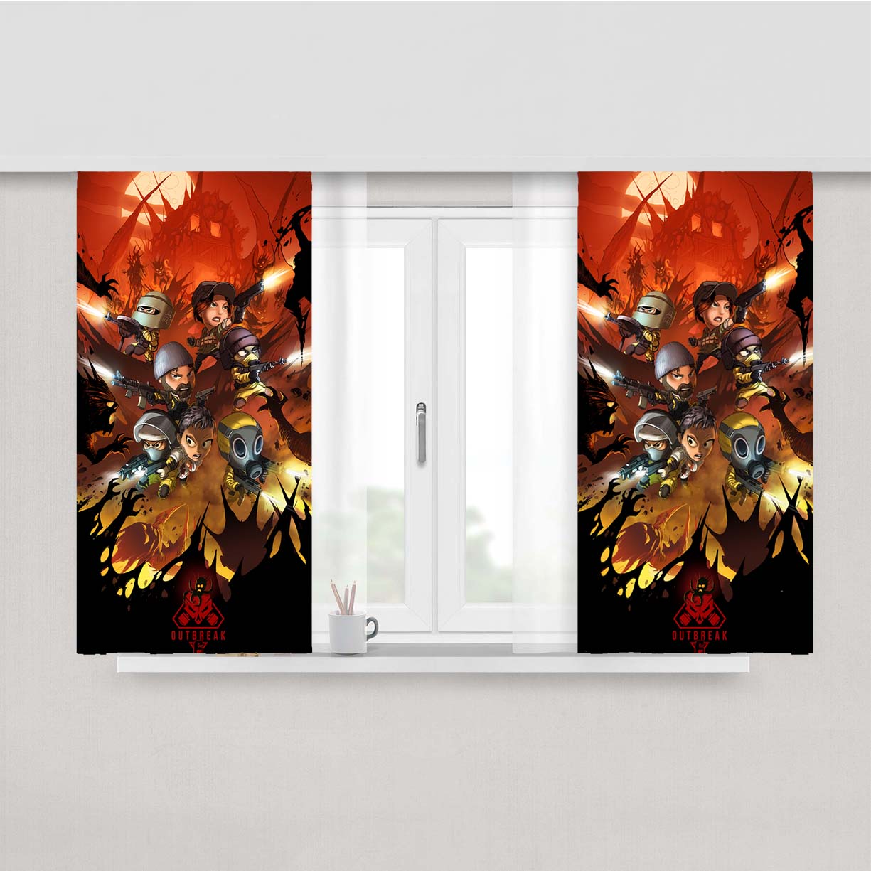 Rainbow Six Siege Outbreak Fanart Peach Skin Window Curtains