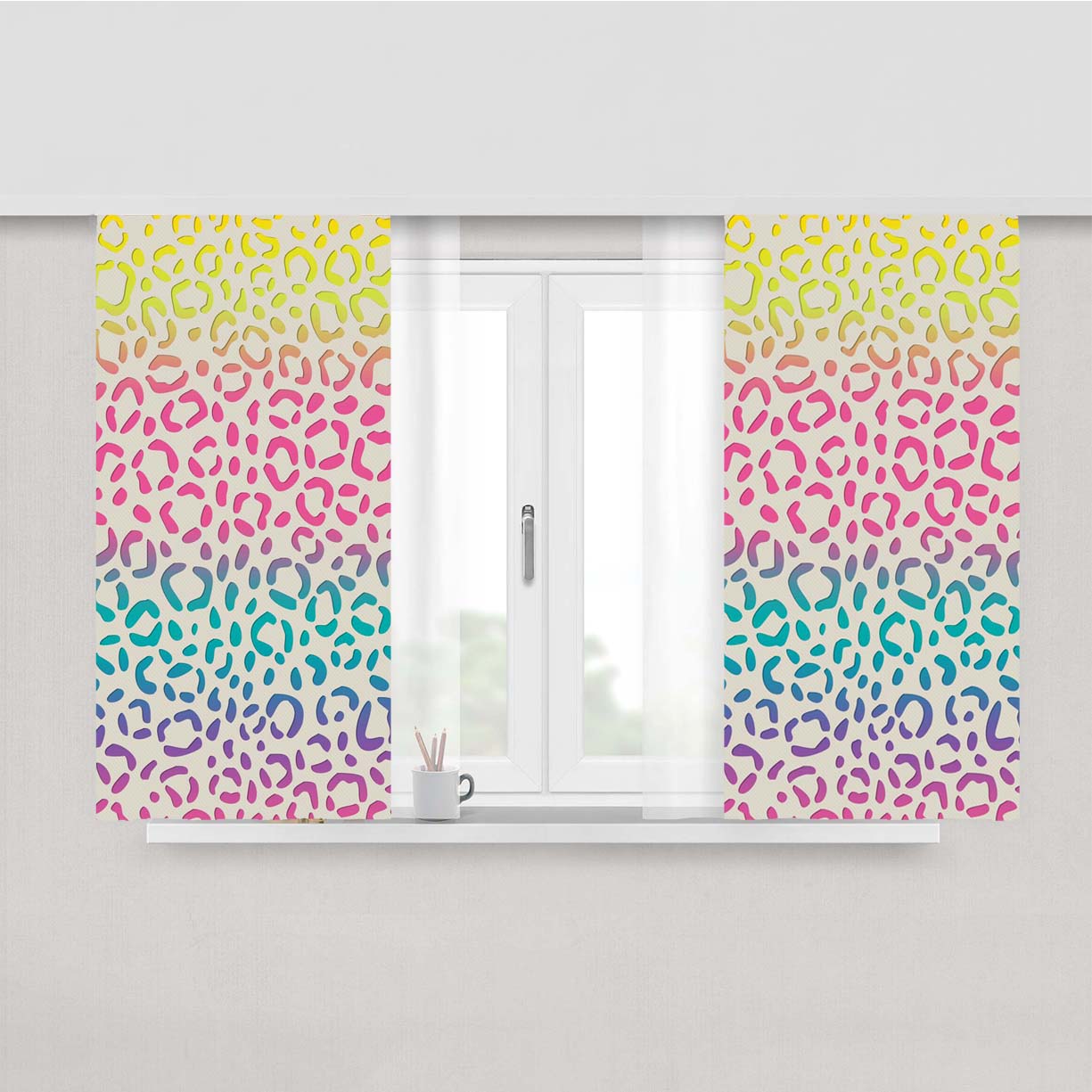 Rainbow Water Peach Skin Window Curtains