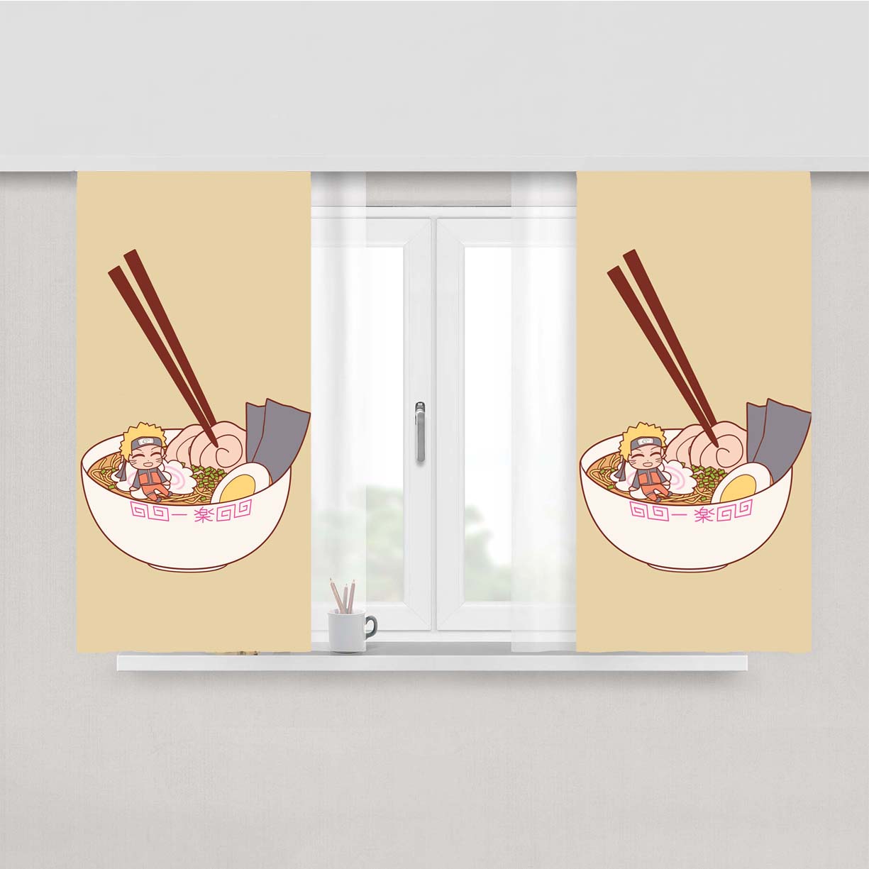 Ramen Ichiraku Naruto Uzumaki Peach Skin Window Curtains