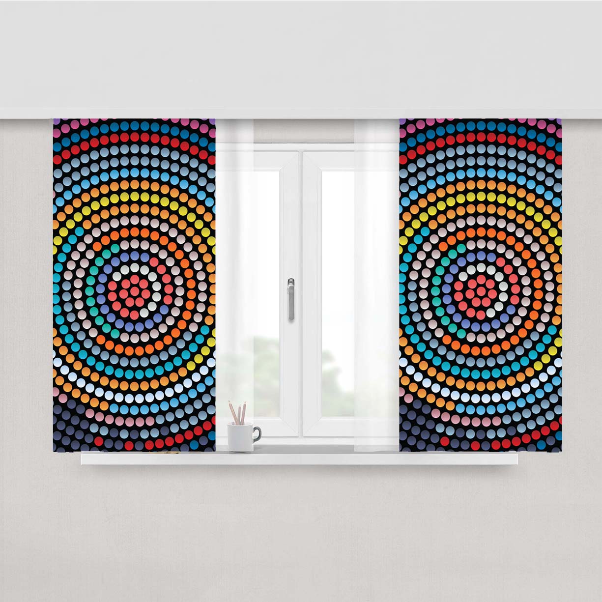 Random Dots Colorful Peach Skin Window Curtains