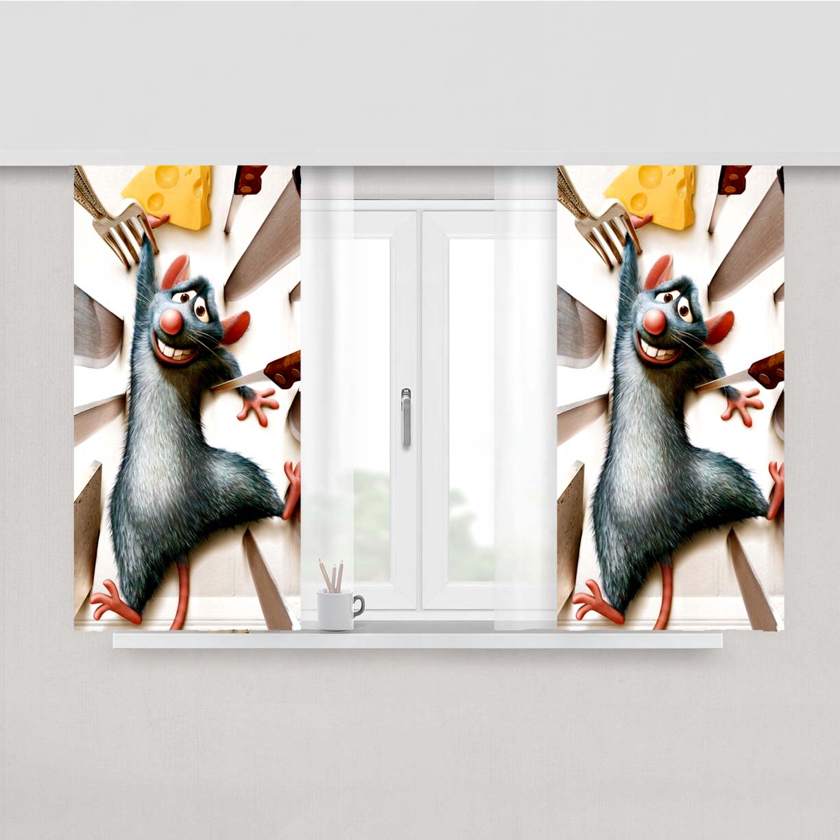 Ratatouille Movie Poster Peach Skin Window Curtains