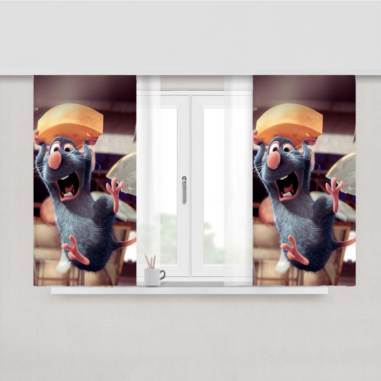 Ratatouille Remy Cheese Peach Skin Window Curtains