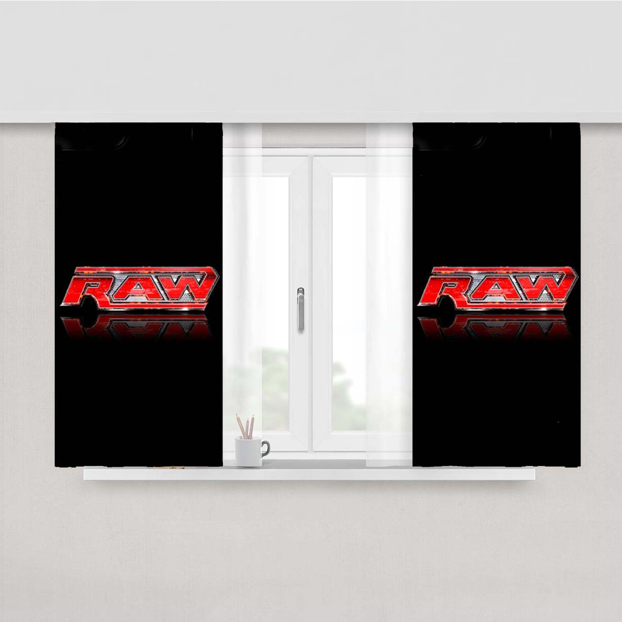 Raw Logo Peach Skin Window Curtains