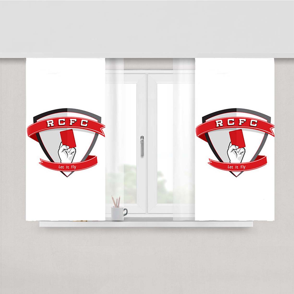 Rcfc Let It Fly Logo Peach Skin Window Curtains
