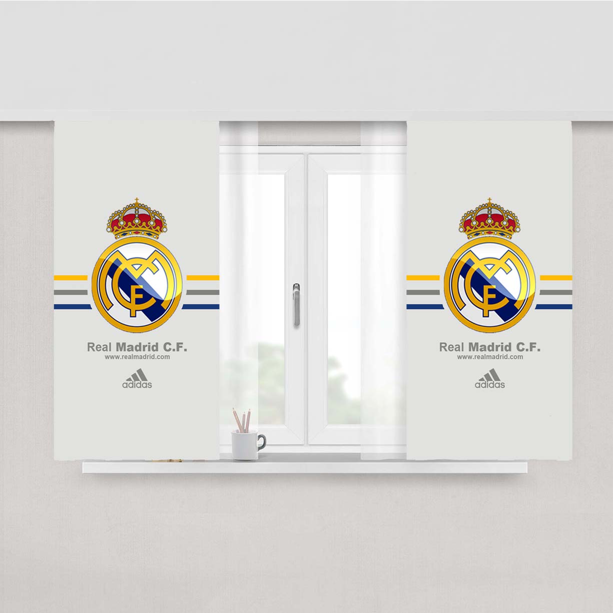 Real Madrid Club De Fútbol La Liga Spanyol Logo Peach Skin Window Curtains
