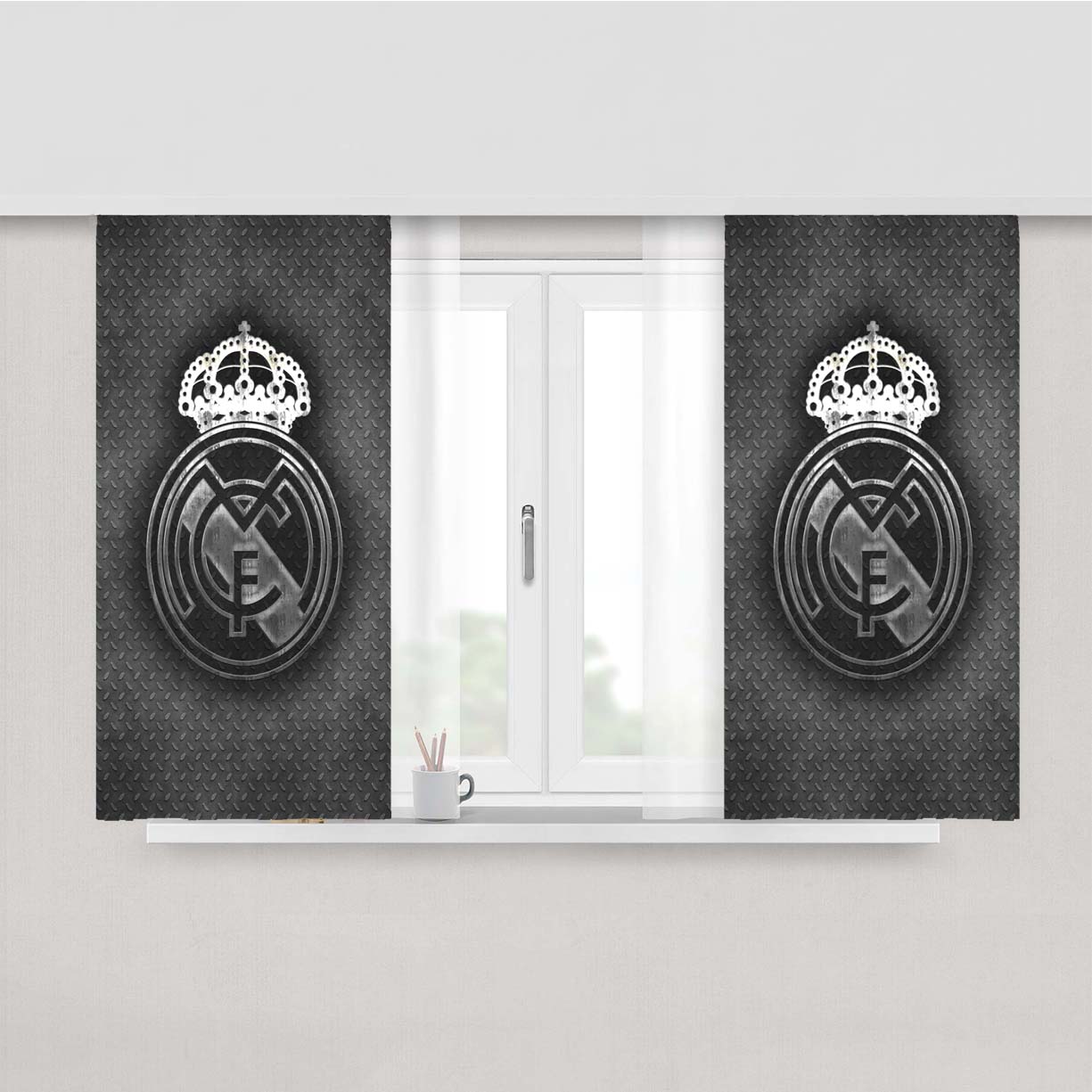 Real Madrid F.C Metal Carbon Peach Skin Window Curtains