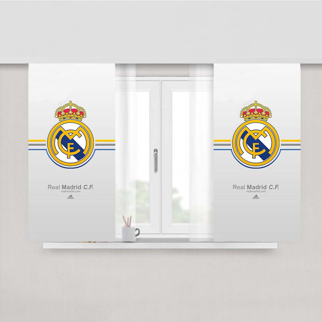 Real Madrid Fc Stripe Logo Peach Skin Window Curtains