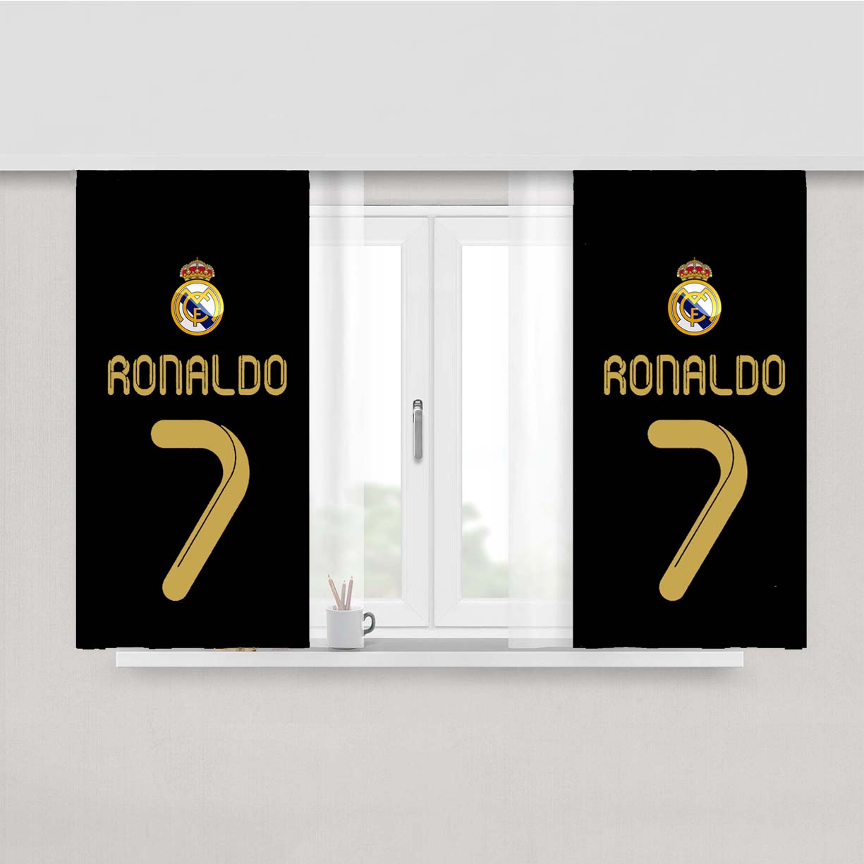 Real Madrid Ronaldo Cr7 Jersey Peach Skin Window Curtains