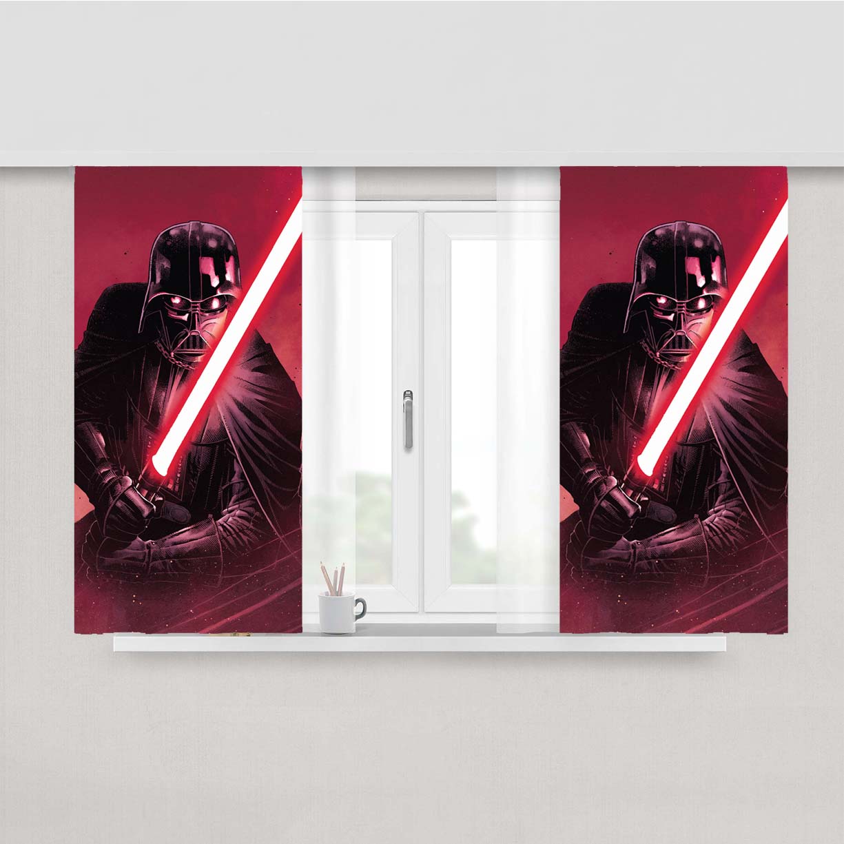 Red Darth Vader Peach Skin Window Curtains