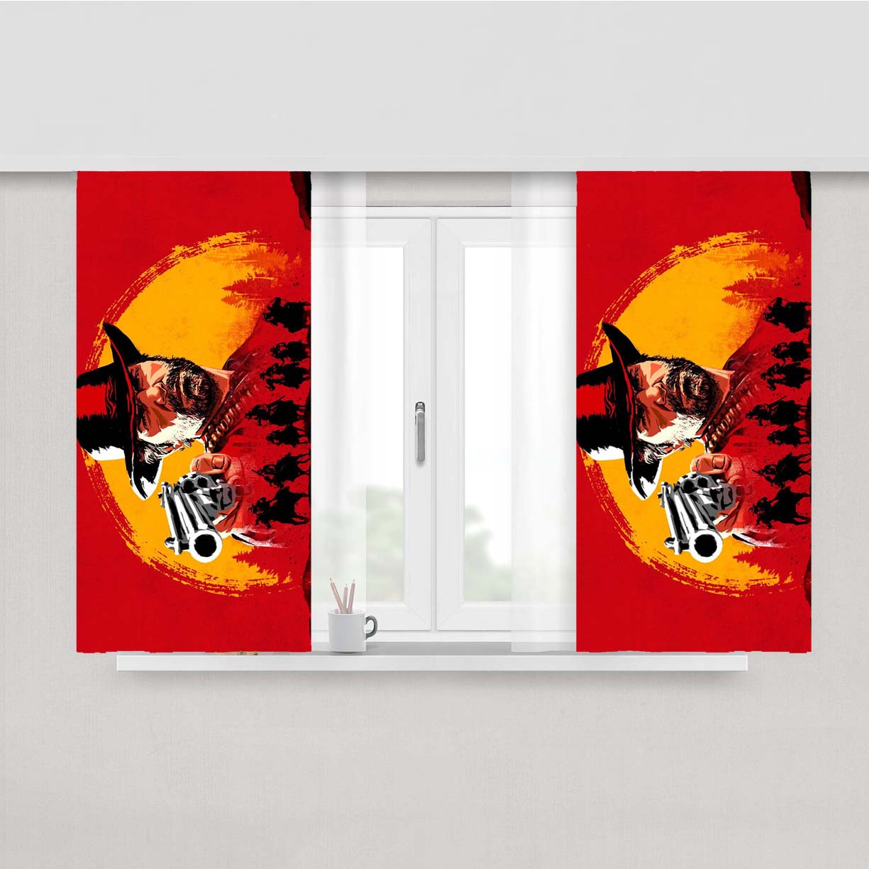 Red Dead Redemption Ii Poster Peach Skin Window Curtains