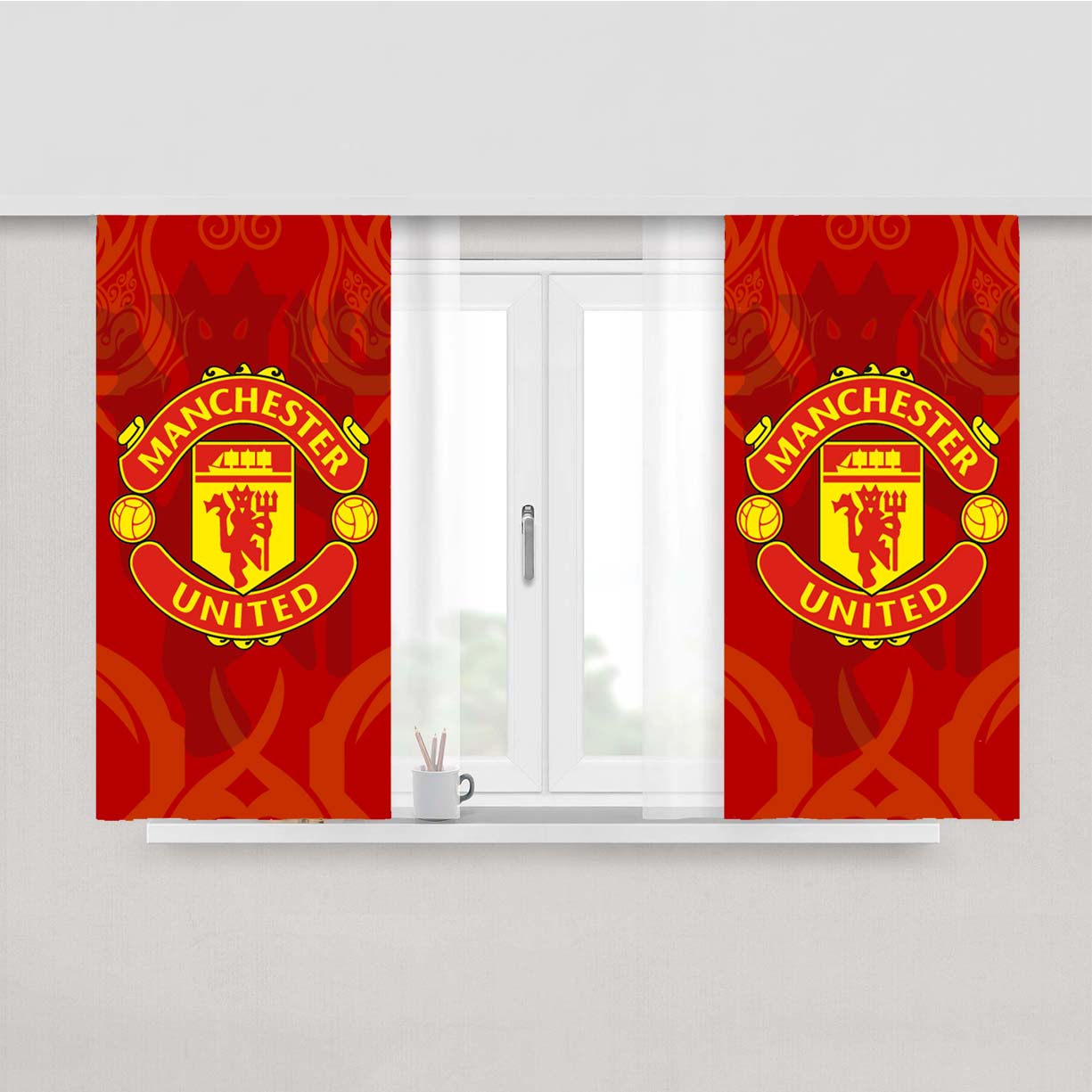 Red Devil Manchester United Peach Skin Window Curtains