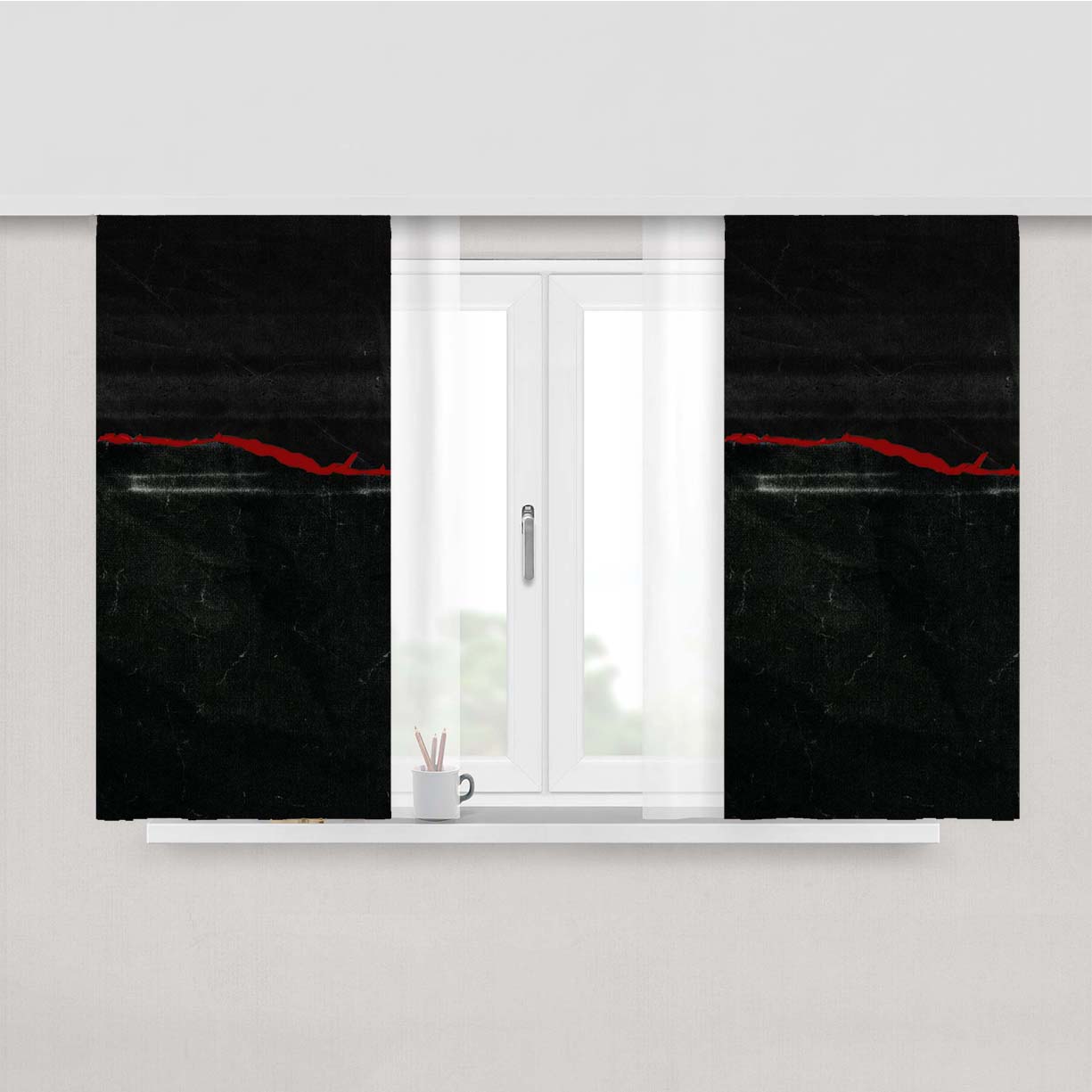 Red Rural Alberta Peach Skin Window Curtains