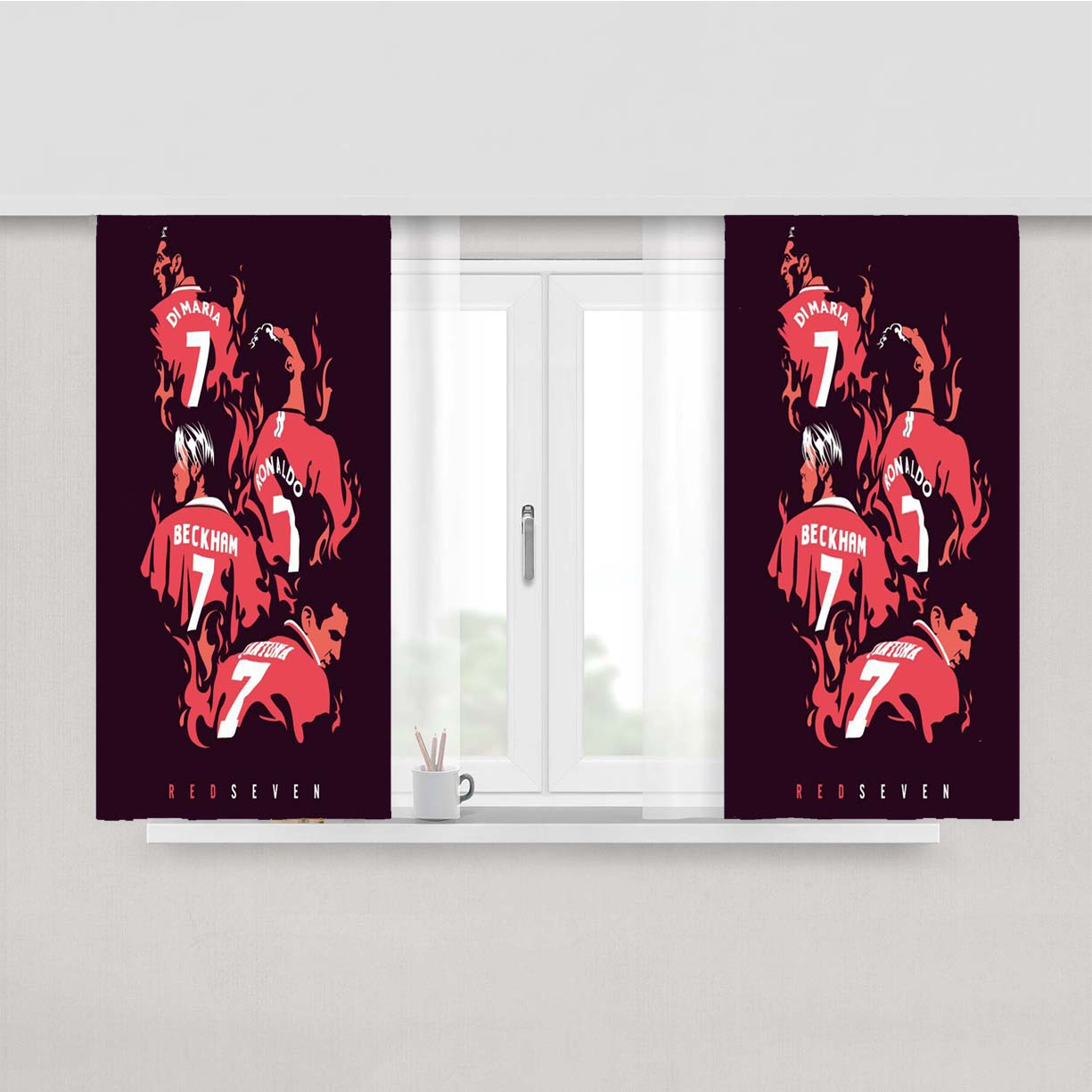 Red Seven Manchester United Peach Skin Window Curtains
