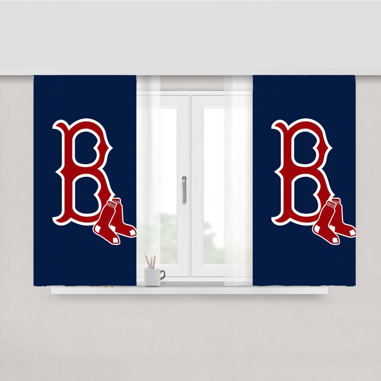 Red Sox Art Peach Skin Window Curtains