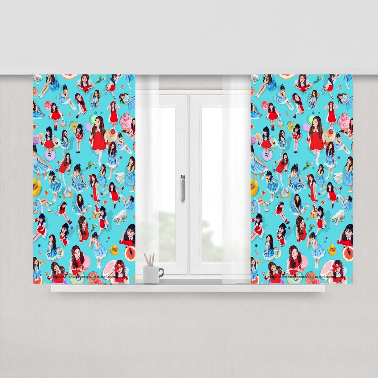 Red Velvet Ro Peach Skin Window Curtains
