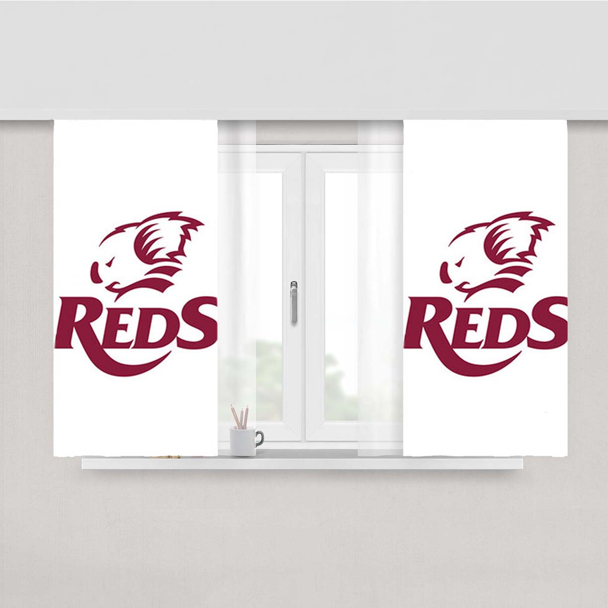 Reds Rugby Logo Peach Skin Window Curtains