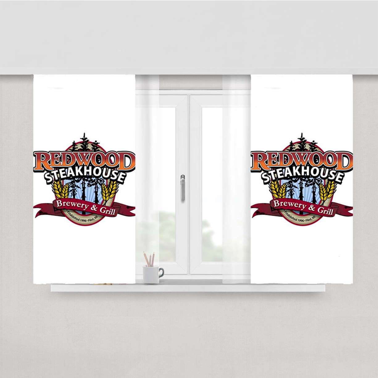 Redwood Steakhouse Peach Skin Window Curtains