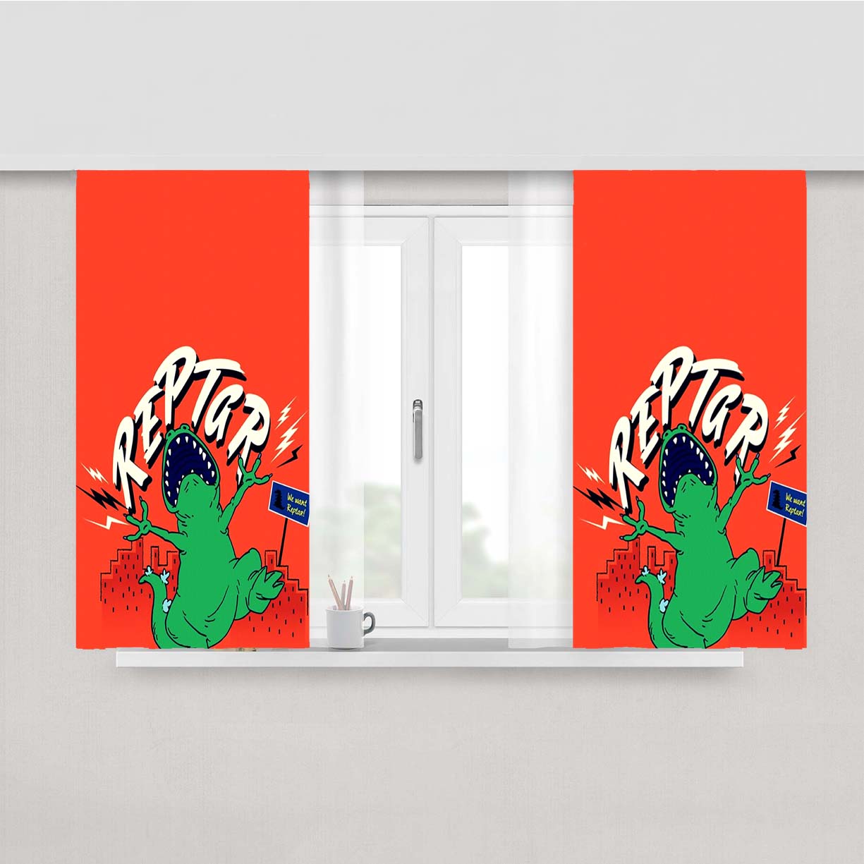Reptar Rugrats Peach Peach Skin Window Curtains