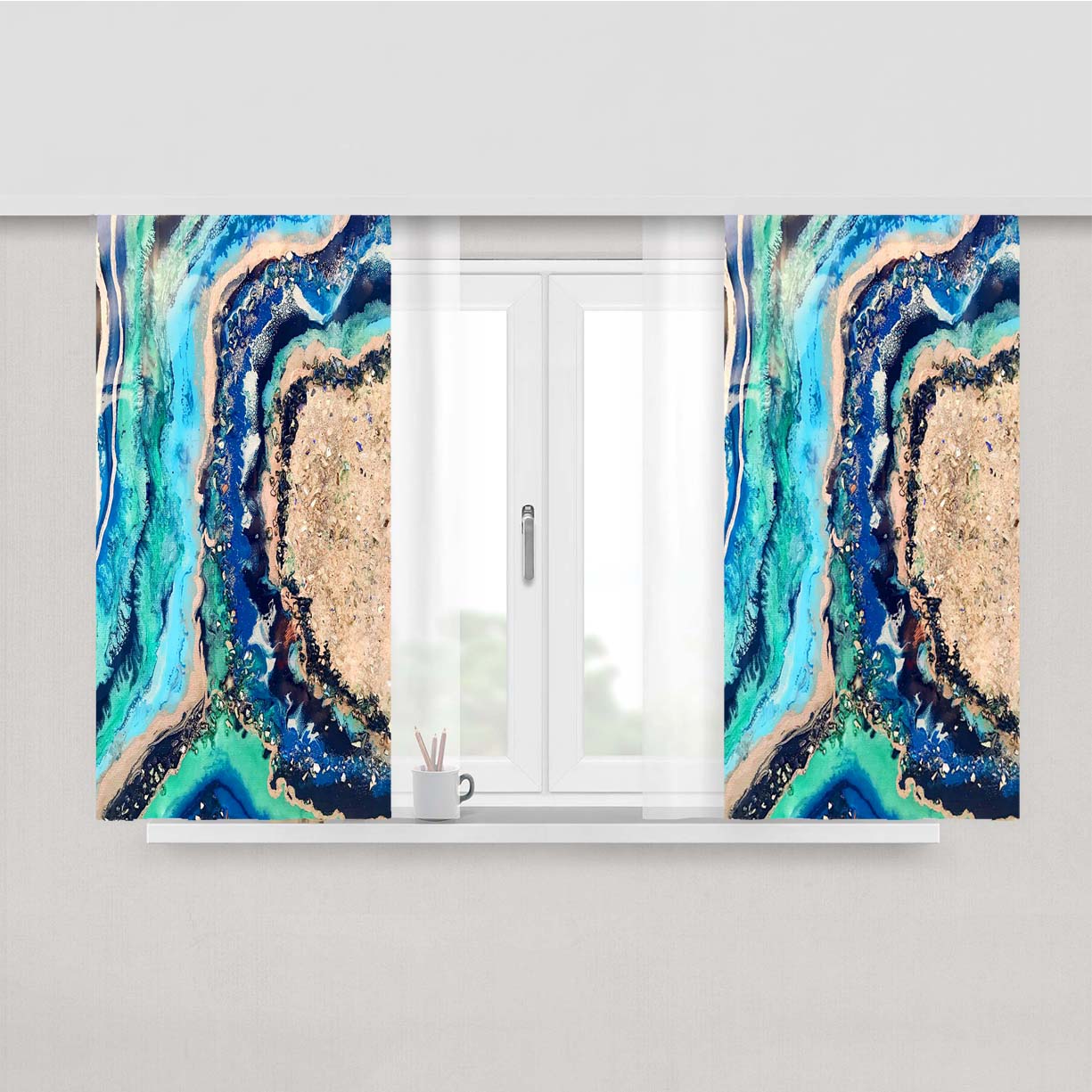Resin Geode Peach Skin Window Curtains