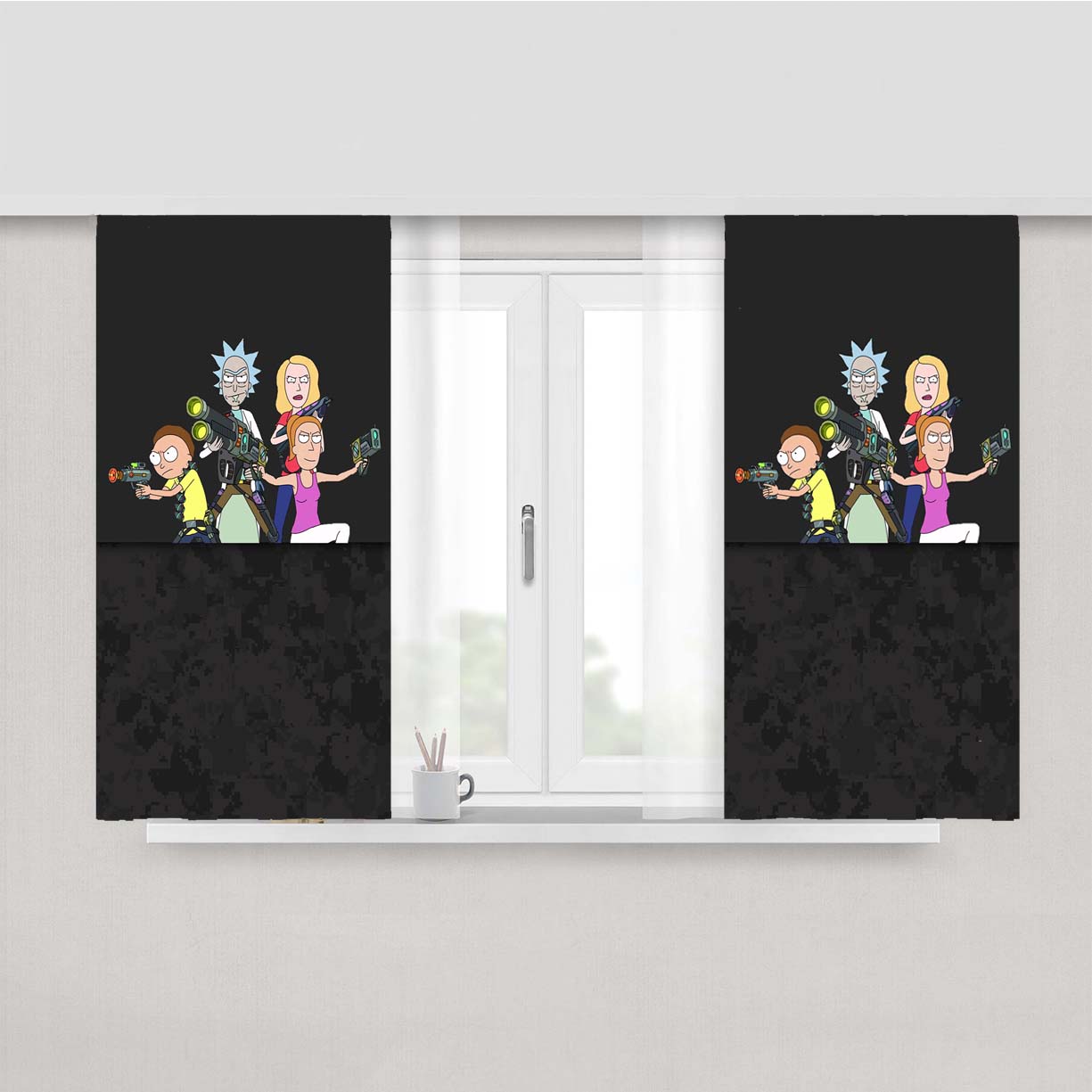 Rick And Morty Peach Skin Window Curtains