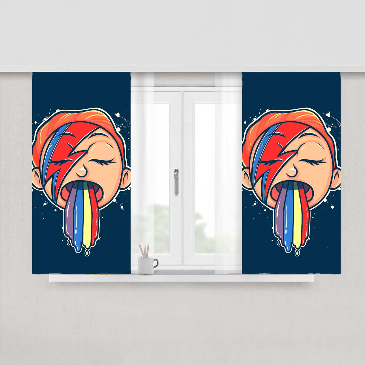 Rick And Morty - Goodbye Moonmorty Peach Skin Window Curtains