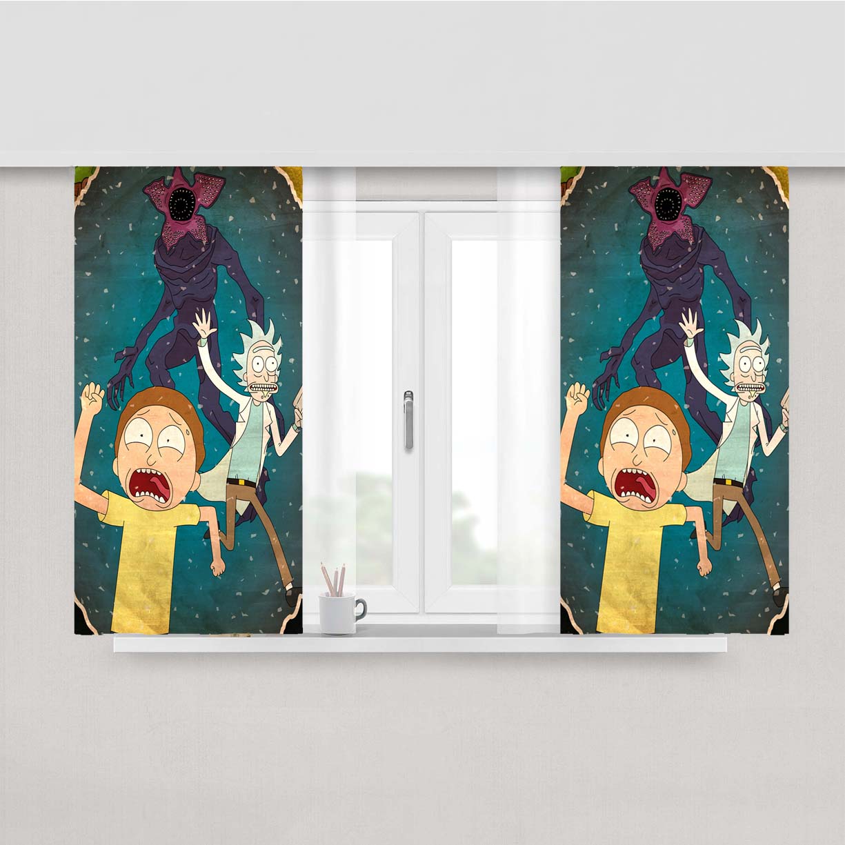 Rick And Morty 10 Peach Skin Window Curtains
