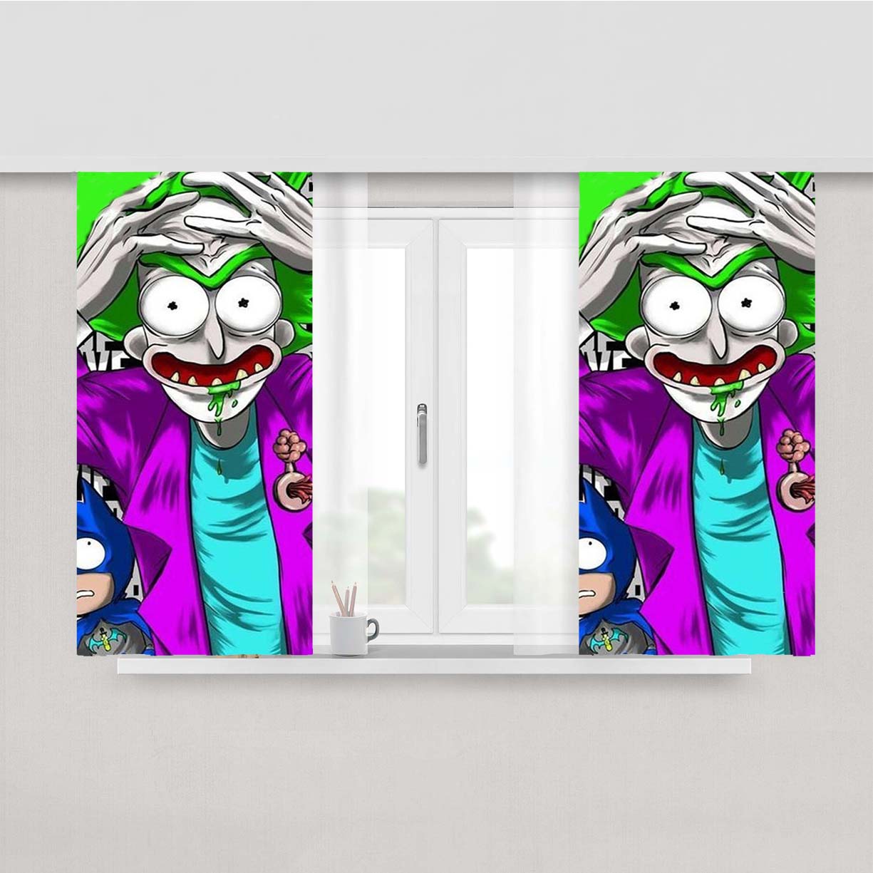 Rick And Morty Joker Batman Peach Skin Window Curtains