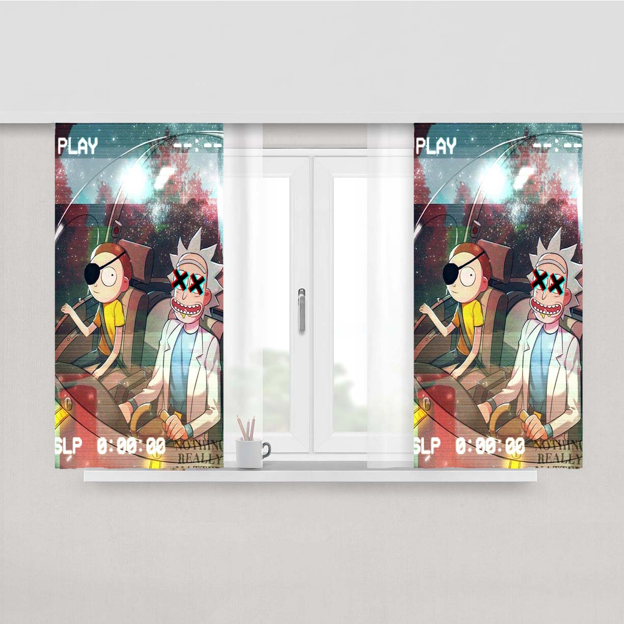 Rick And Morty Playspace Peach Skin Window Curtains