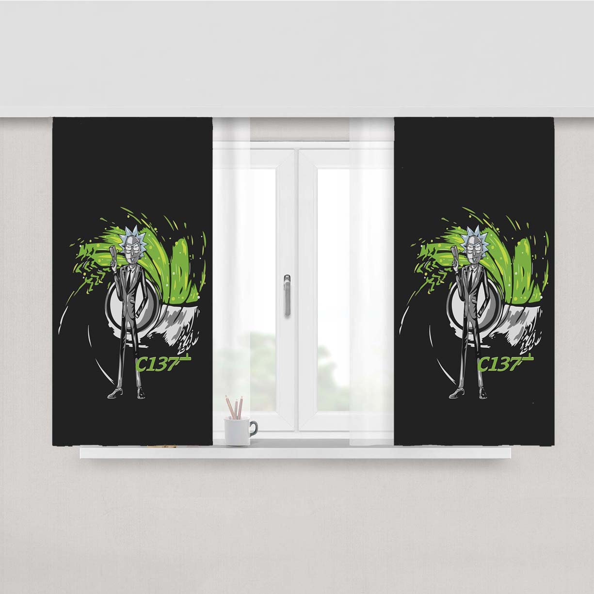 Rick And Morty Rick Sanchez Peach Skin Window Curtains