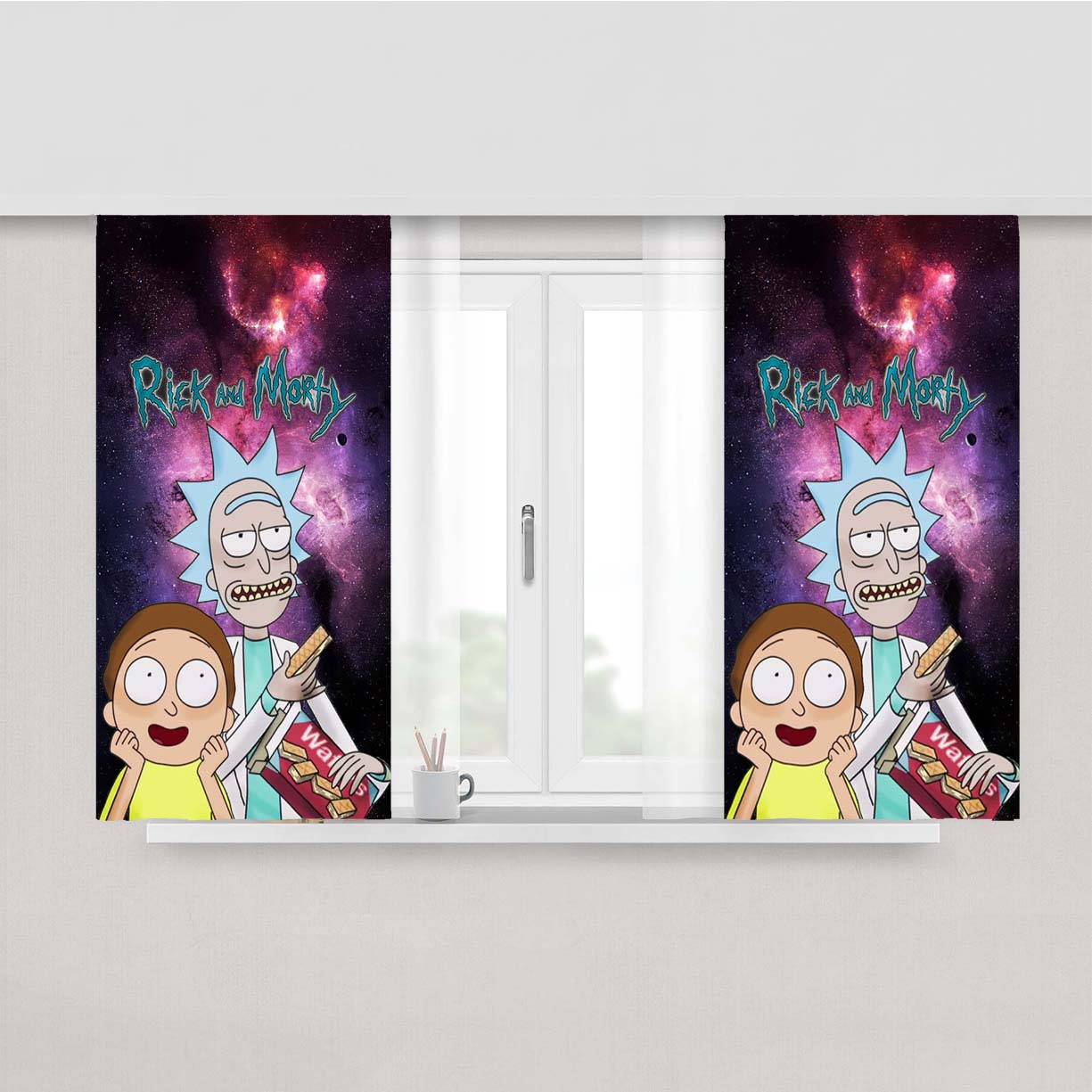 Rick And Morty Spaceship Peach Skin Window Curtains
