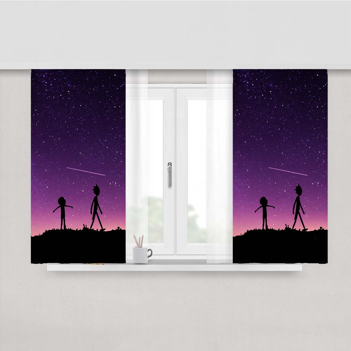 Rick And Morty Universe Peach Skin Window Curtains