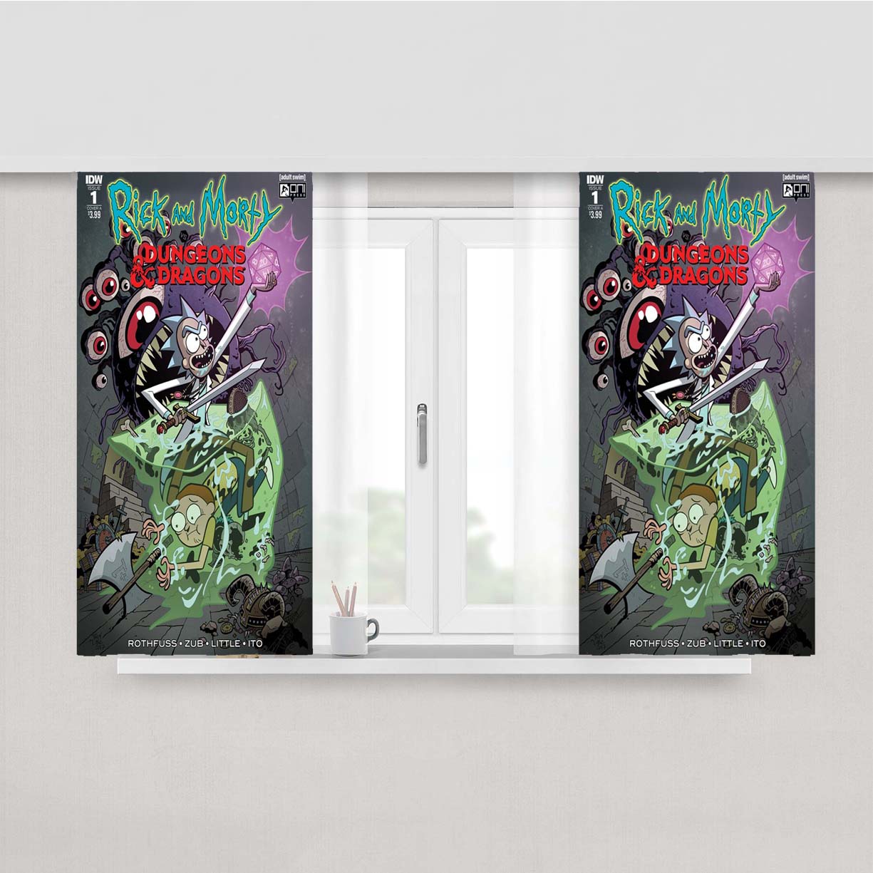Rick And Morty Vs Dungeons Dragons Peach Skin Window Curtains