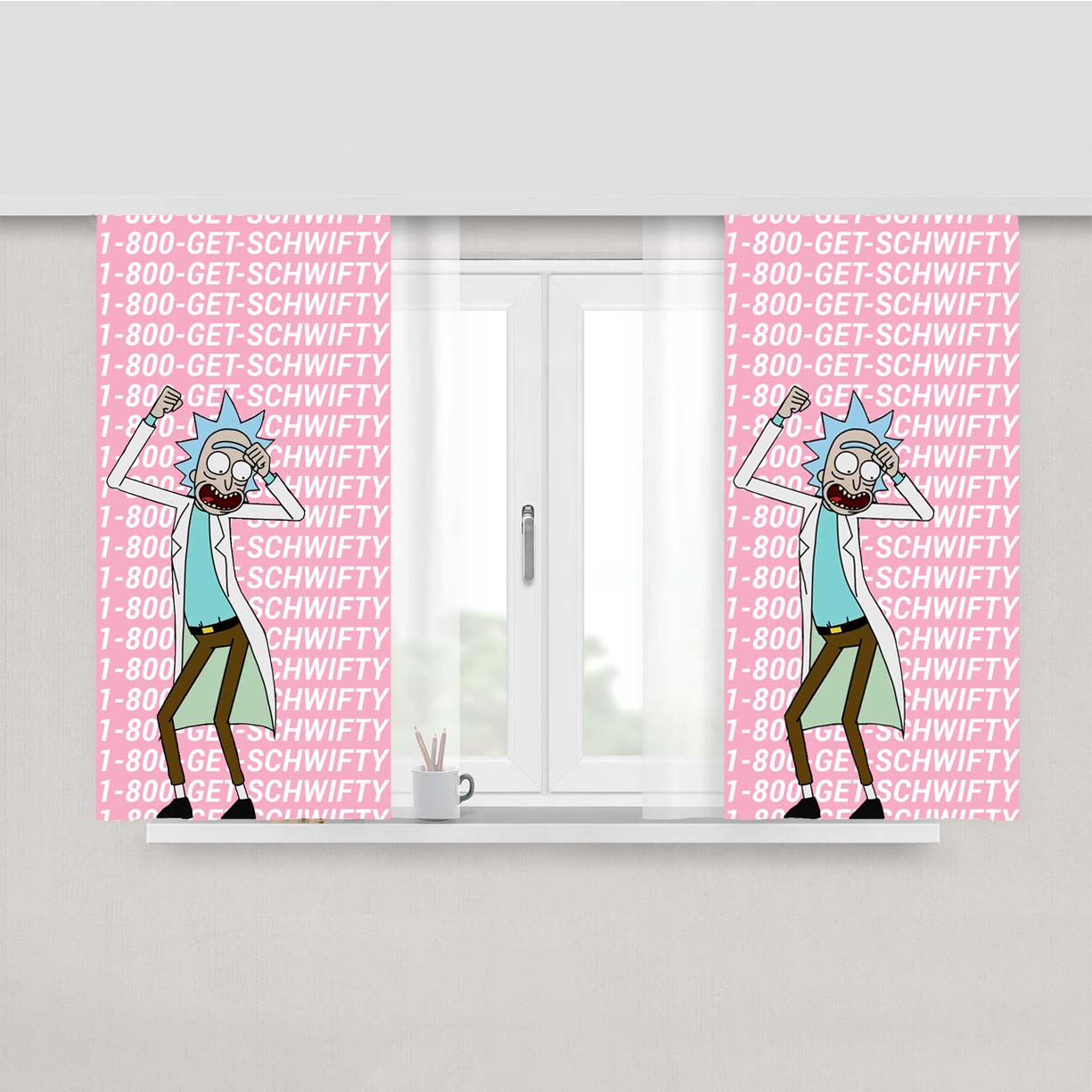 Rick And Morty You Gotta Get Schwifty Peach Skin Window Curtains