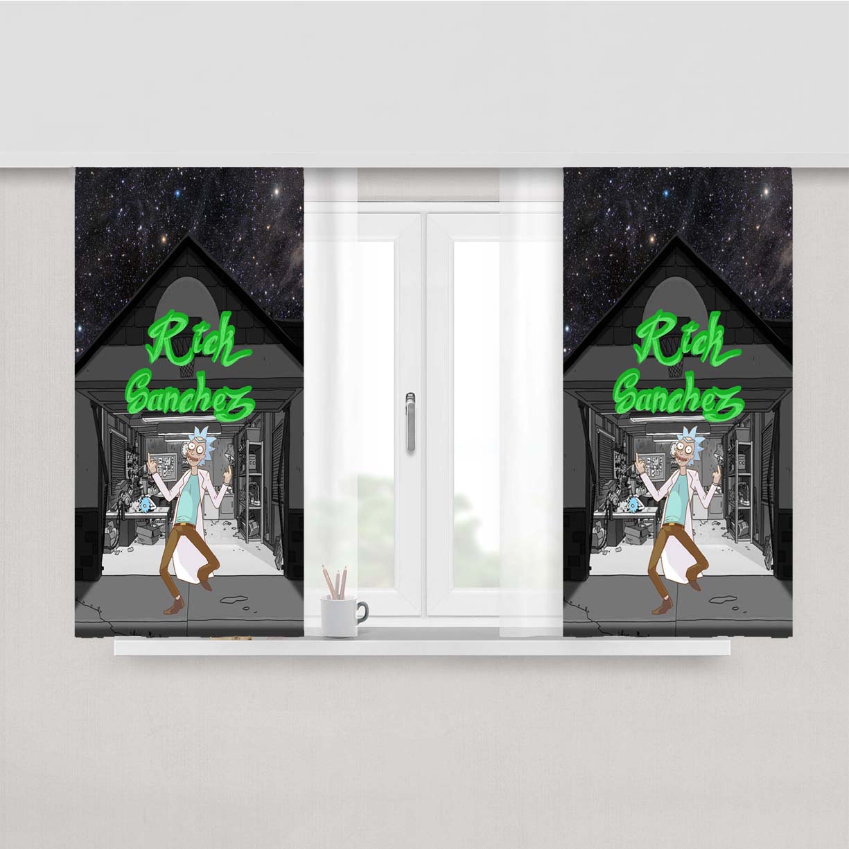 Rick Sanchez Peach Skin Window Curtains