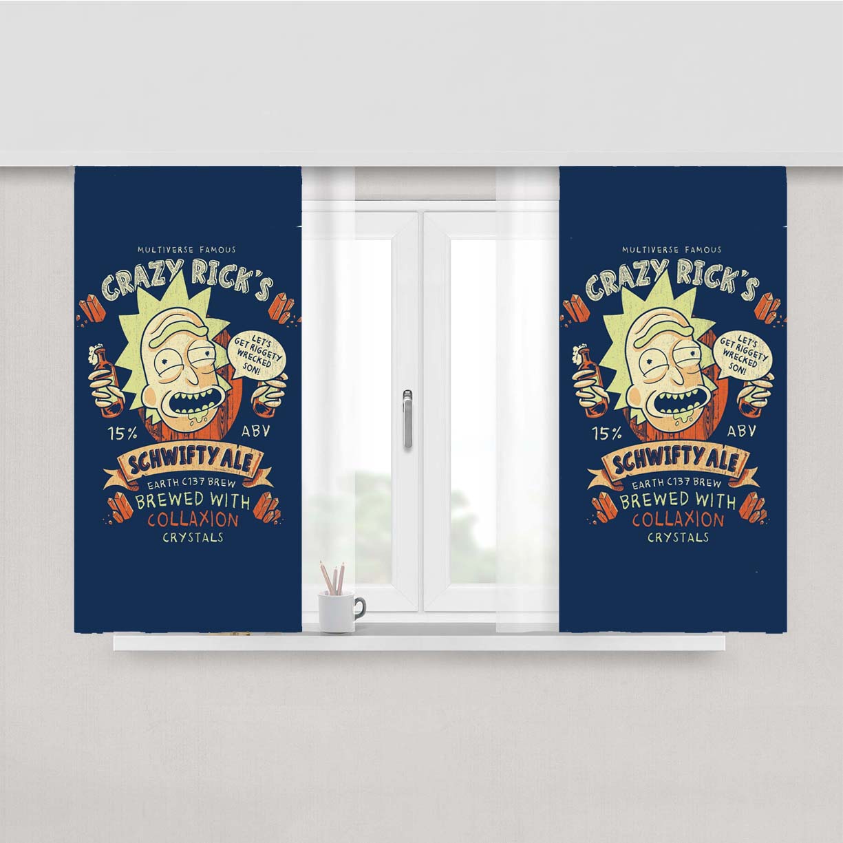 Ricky And Morty Poster Peach Skin Window Curtains