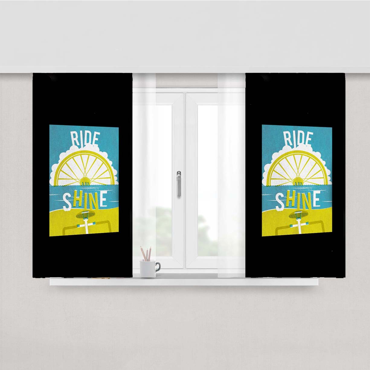 Ride And Shine Cycle Peach Skin Window Curtains