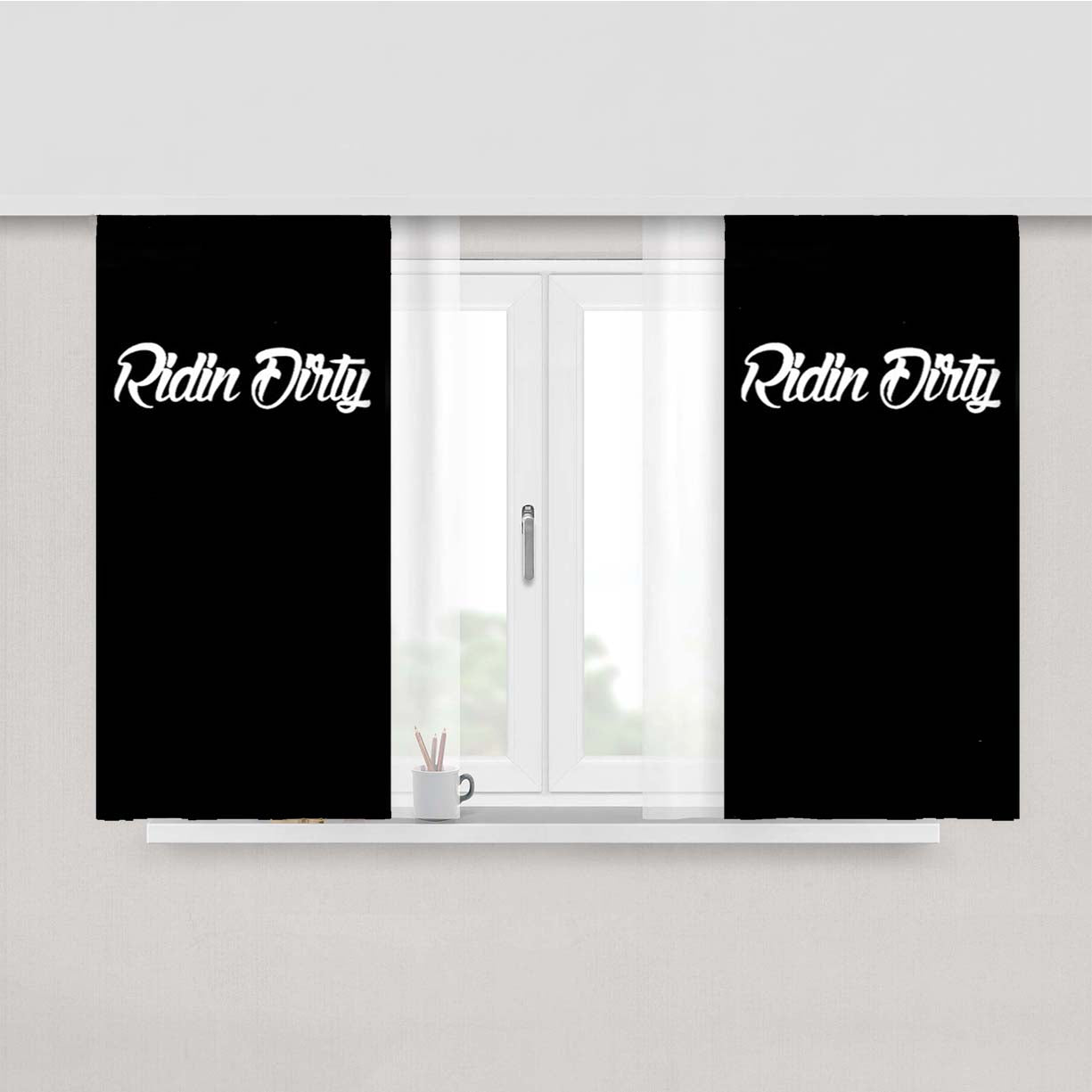 Ridin Dirty Funny Gym Cycle Graphic Peach Skin Window Curtains