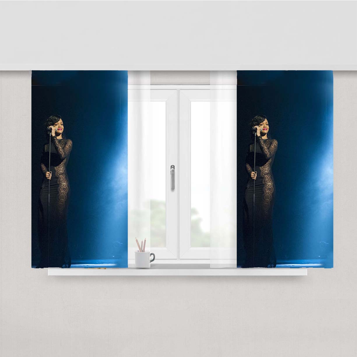 Rihanna In Concert Peach Skin Window Curtains
