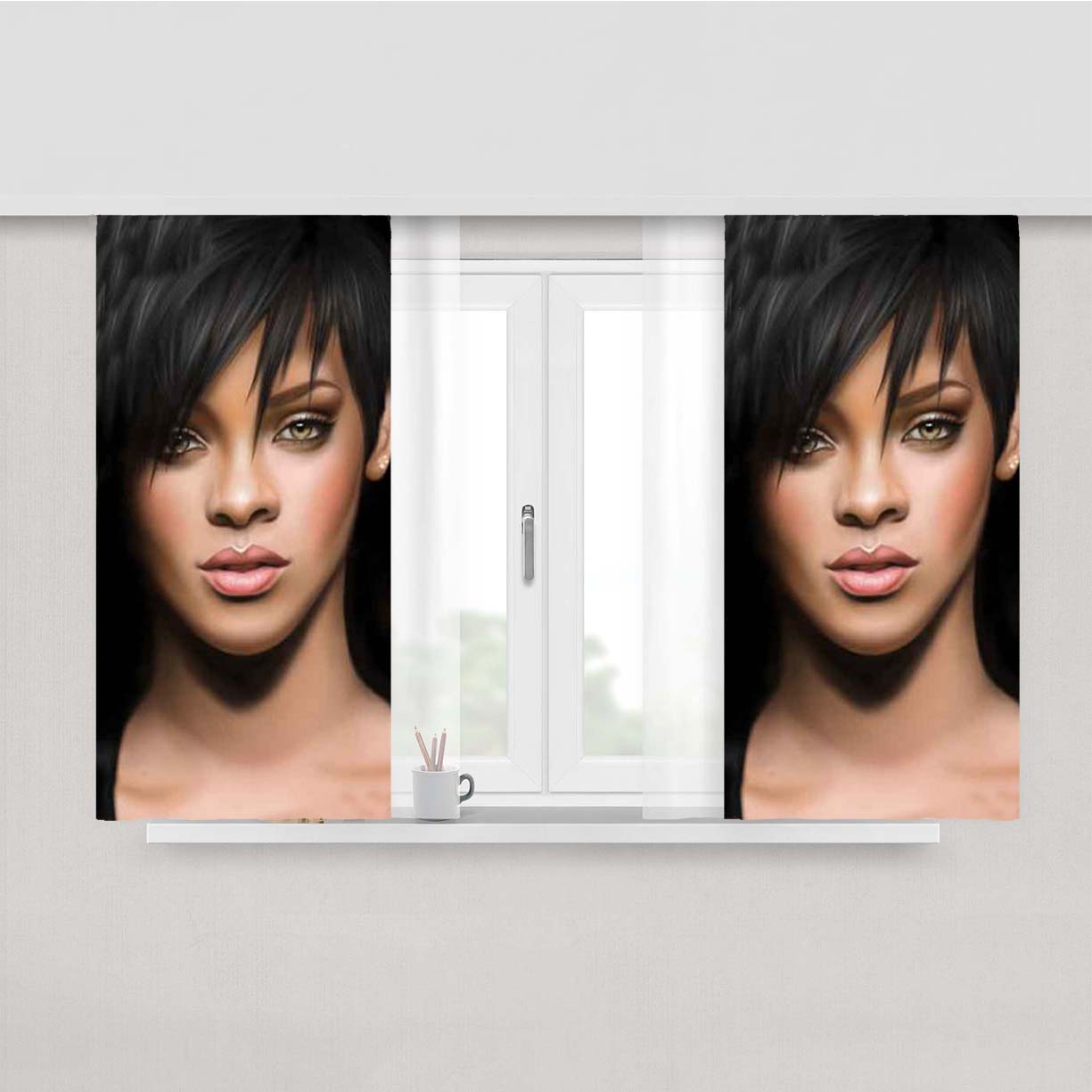 Rihanna Singer Peach Skin Window Curtains