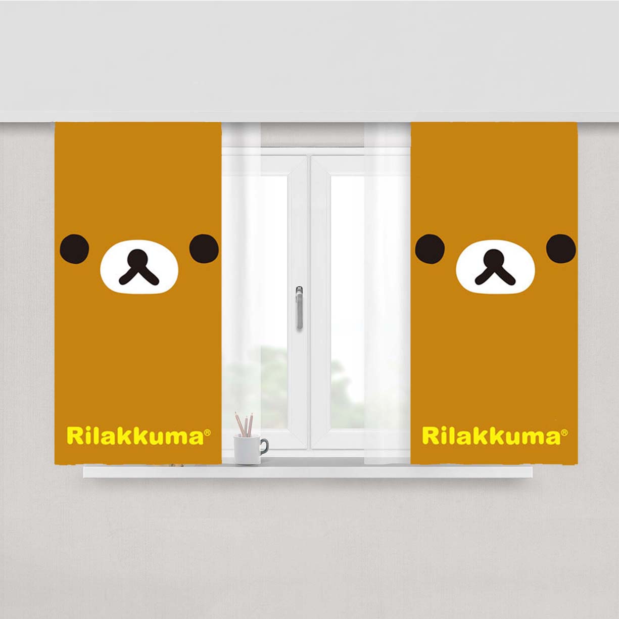 Rilakkuma Face Peach Skin Window Curtains