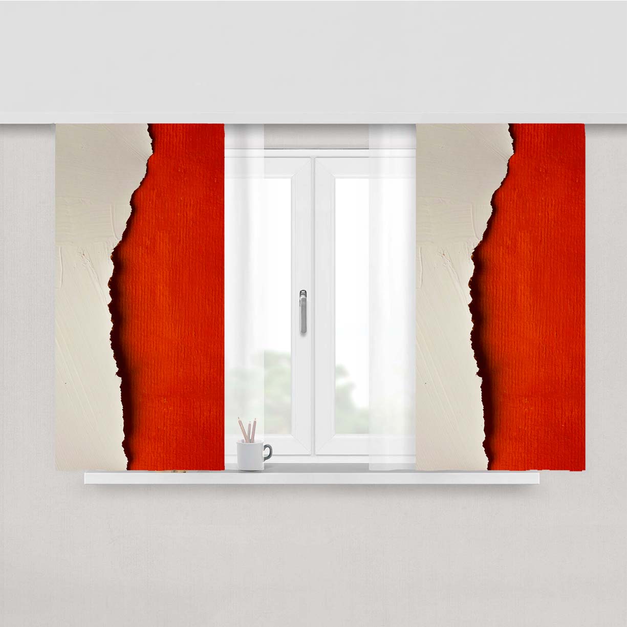 Ripped Cartboard Peach Skin Window Curtains