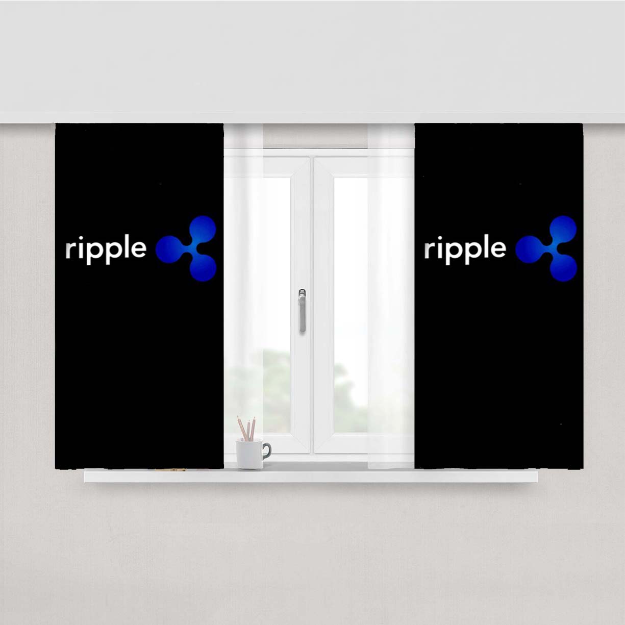 Ripple Xrp Cryptocurrency Vertcoin Peach Skin Window Curtains
