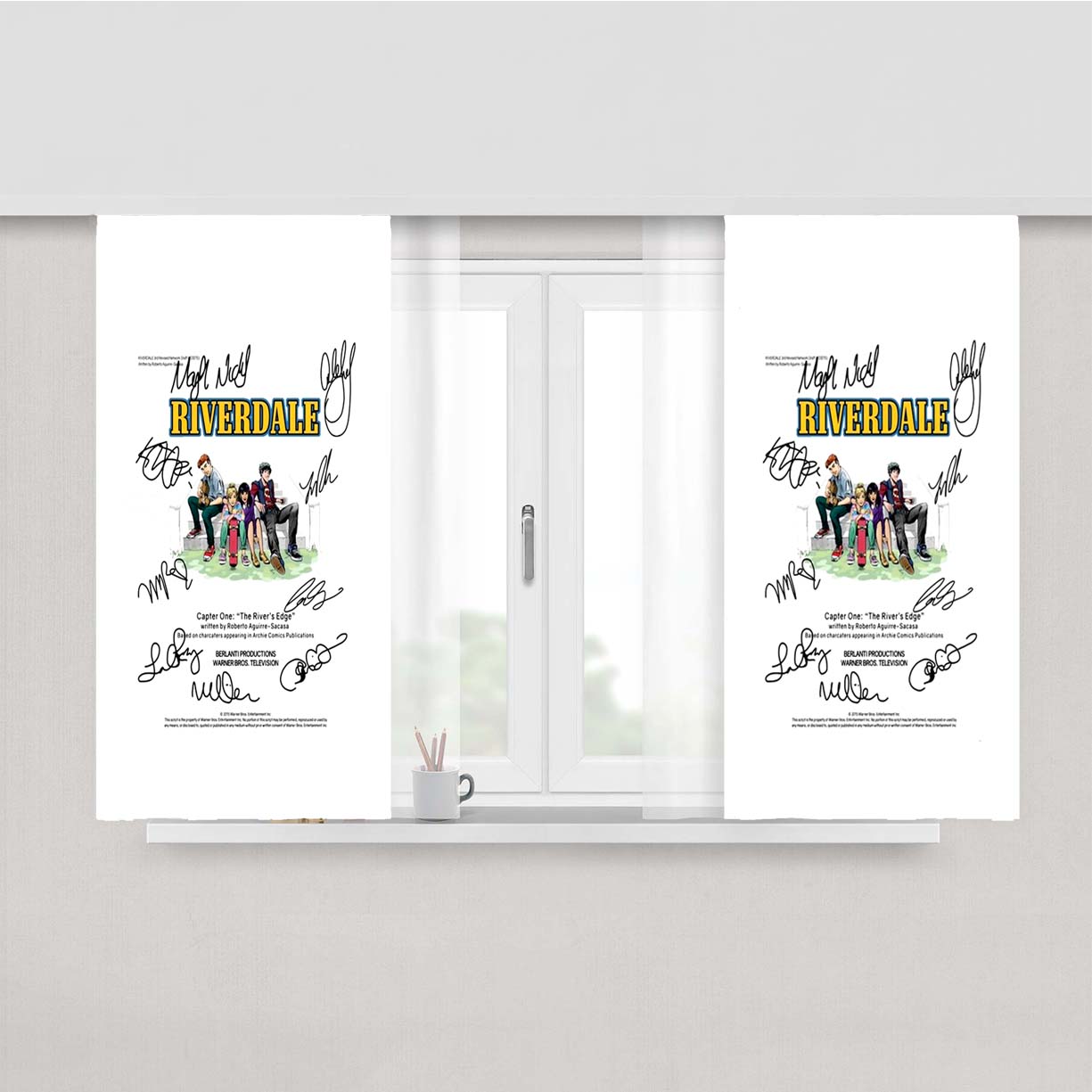 Riverdale Script Peach Skin Window Curtains