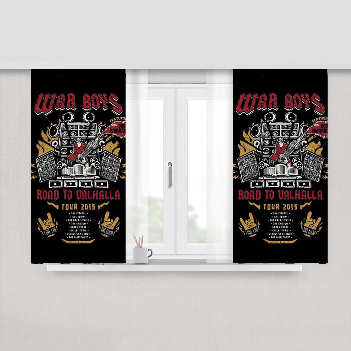 Road To Valhalla Tour War Boys Peach Skin Window Curtains