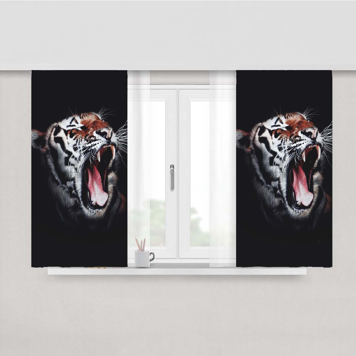 Roaring Tiger 4K Peach Skin Window Curtains