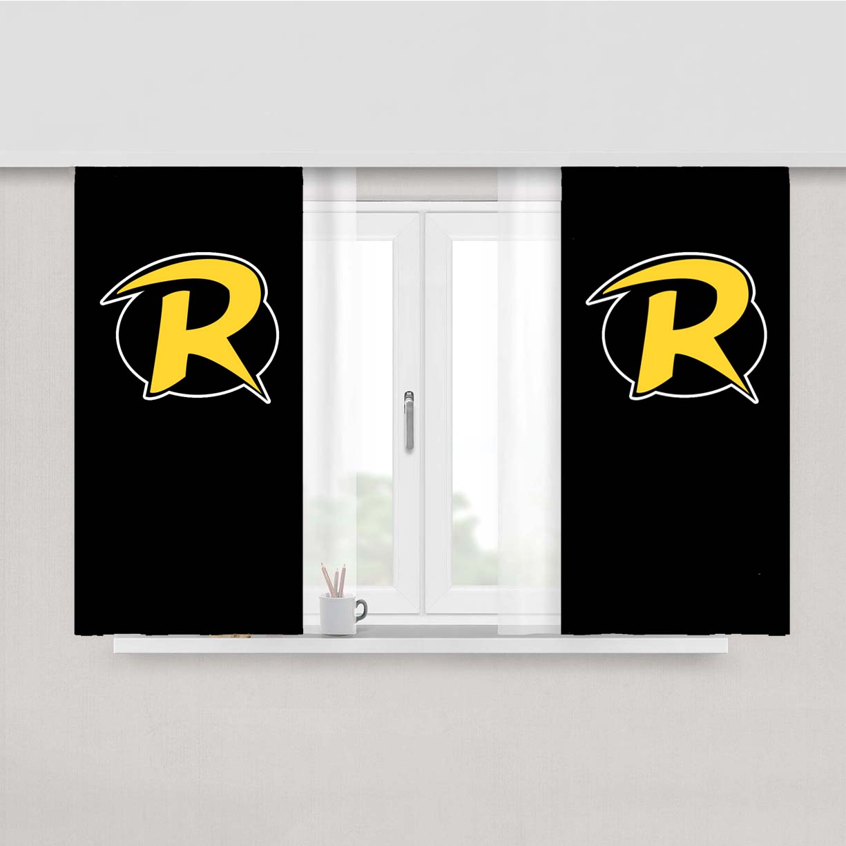 Robin Logo Peach Skin Window Curtains